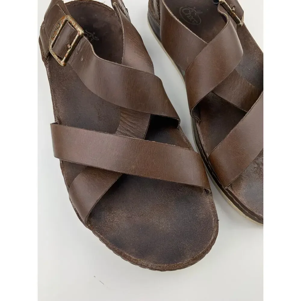 Chaco Wayfarer Sandals Otter Brown Leather Strappy Women's 7 Casual Vacation